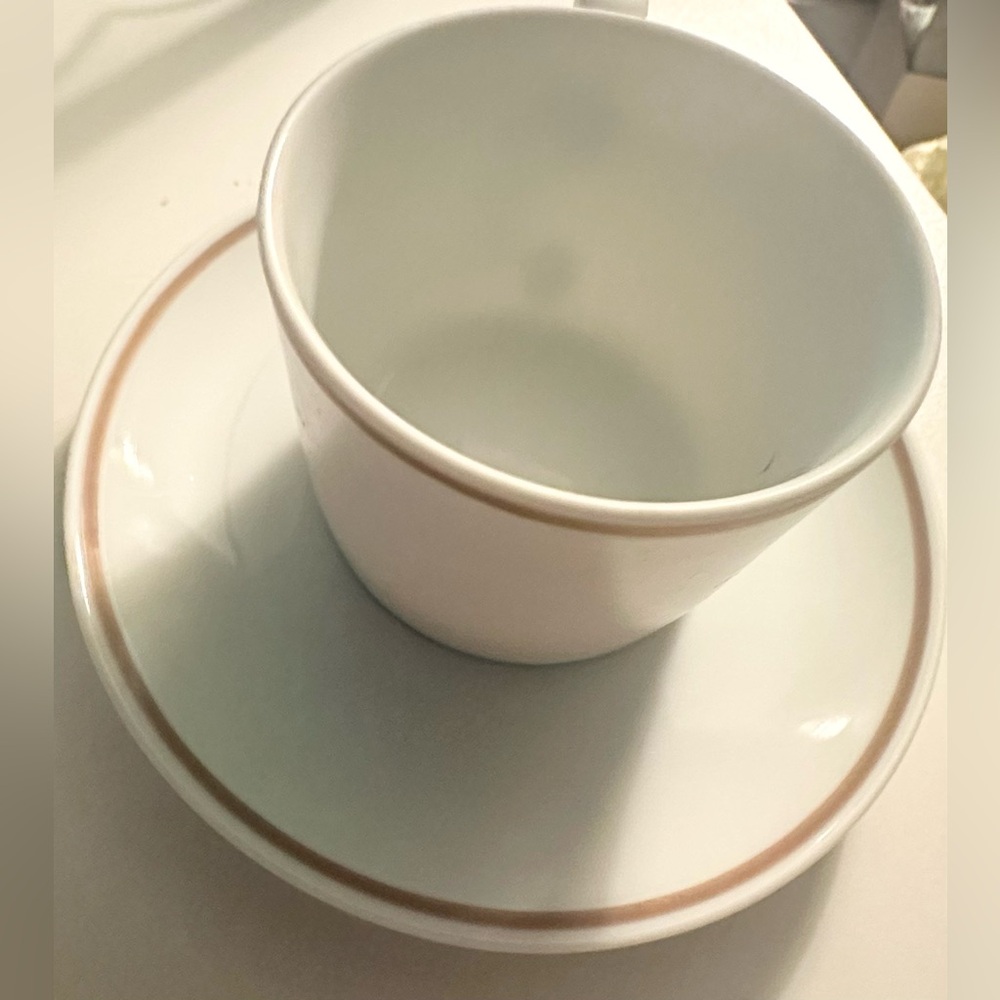 Pan Am Airlines gold rim Noritake porcelain Coffee/Tea Cup & Saucer Set NOS - Picture 3 of 14